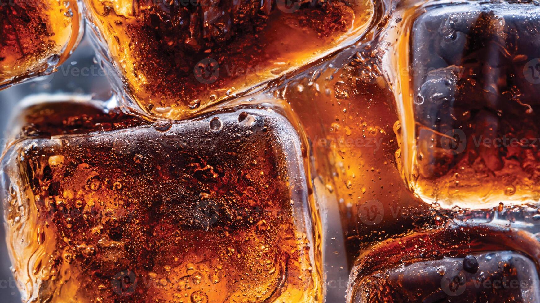 Ice Cubes Melt in Refreshing Cold Soda photo