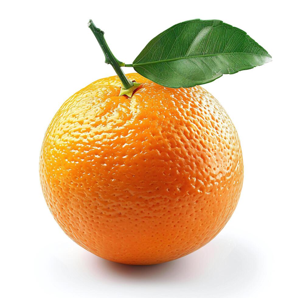 Orange with green leaf photo