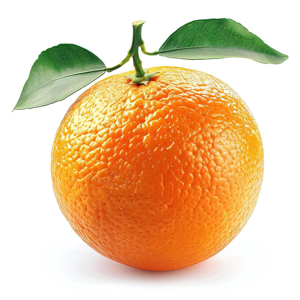 Orange with green leaf photo