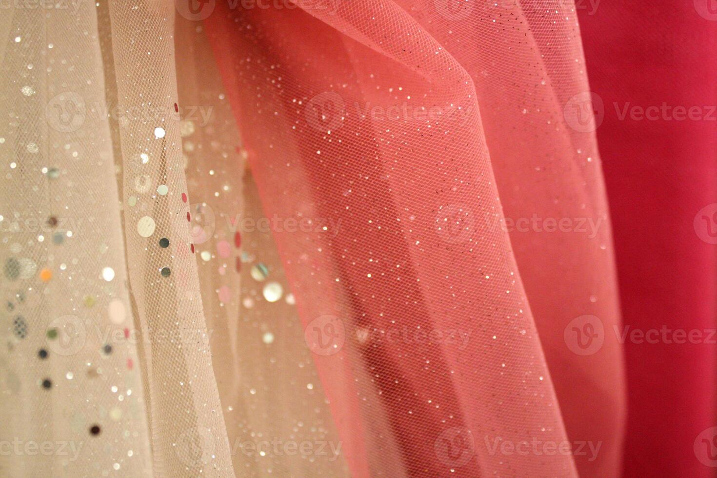 Beautiful Tulle Fabric Close Up with Sparkles photo
