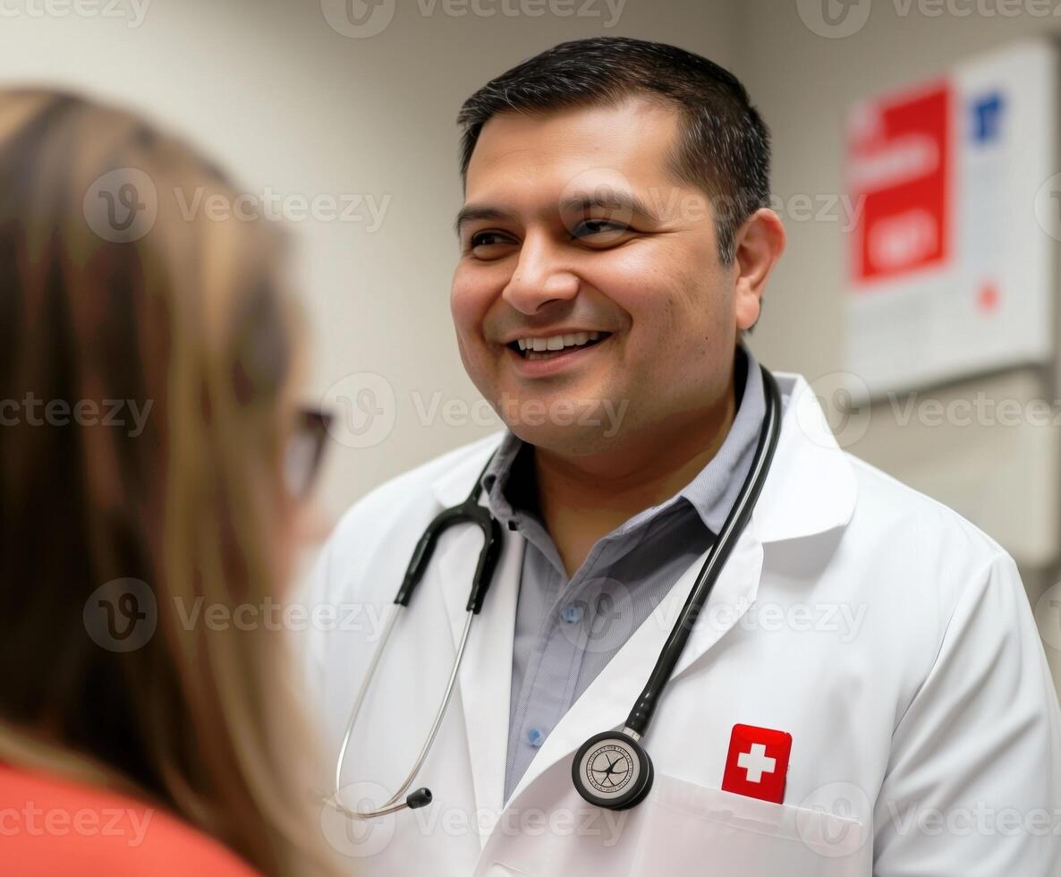 Friendly Male Doctor Smiling and Providing Medical Consultation photo