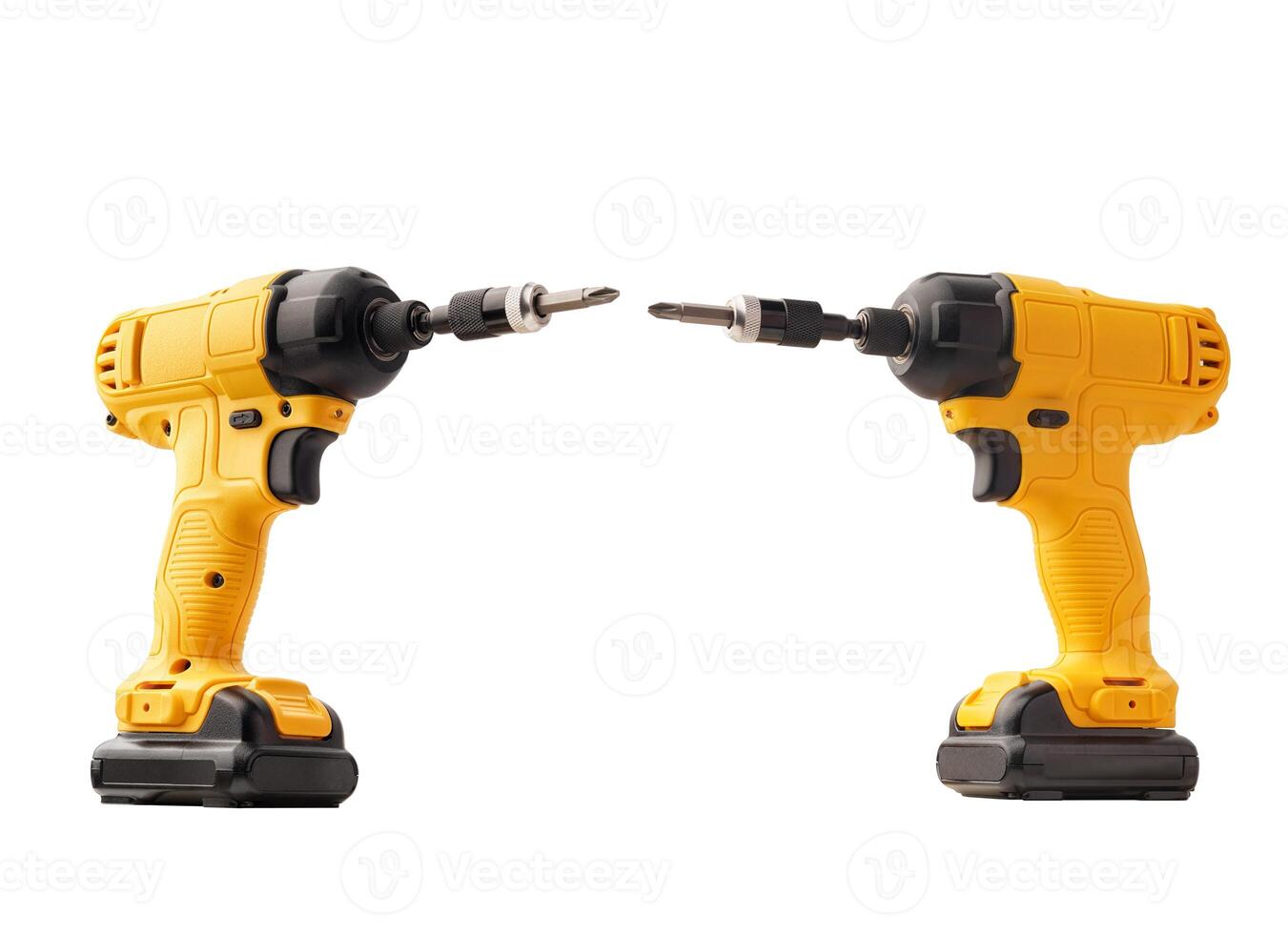 Electric drill , cordless power tools with Drill Chuck on a white background photo