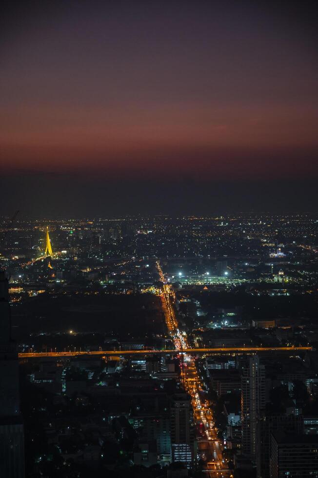 Bangkok cityscape view in the evening time from top of building in bangkok city photo