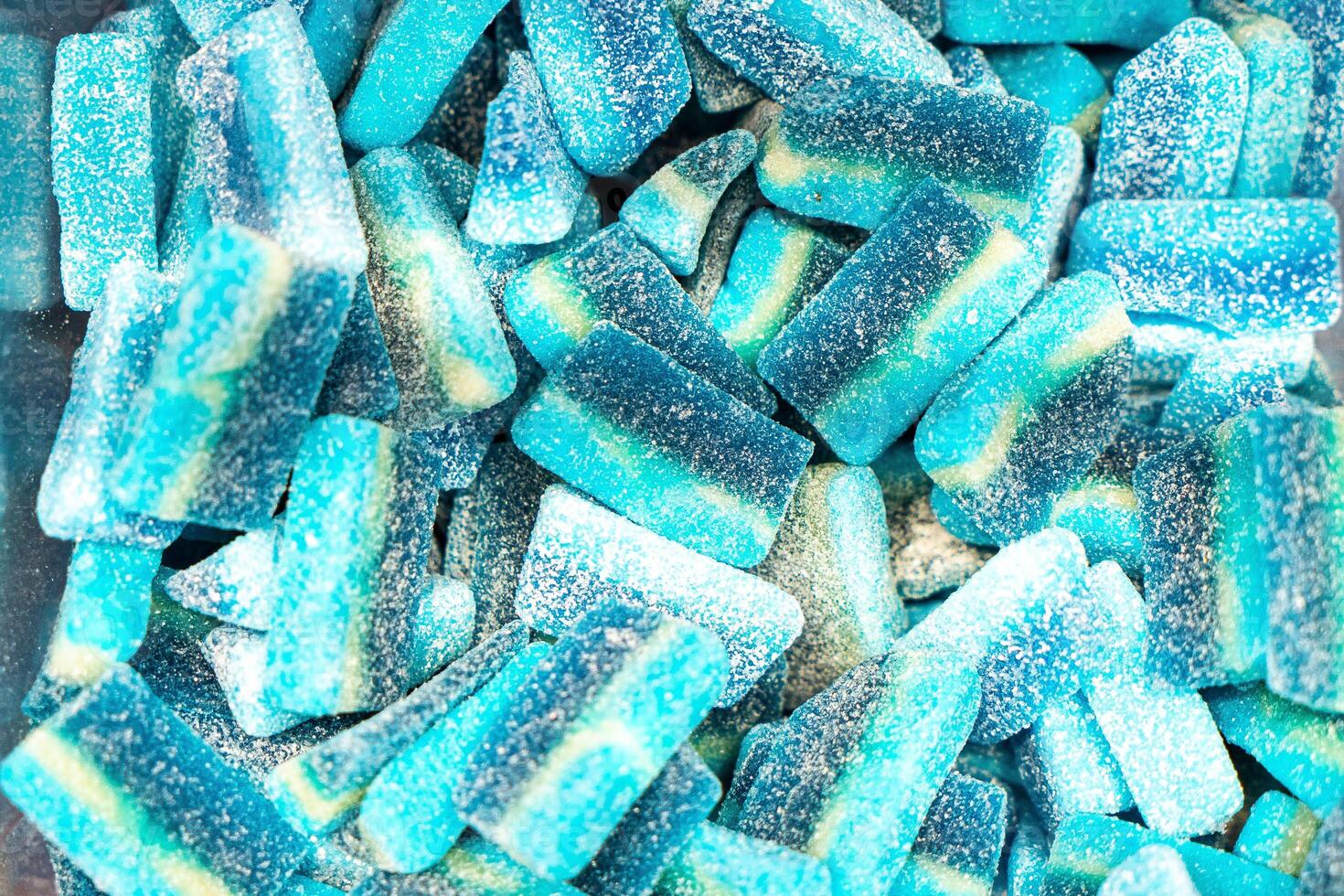 Assorted colorful gummy jelly candies. Top view. Jelly sweets. photo