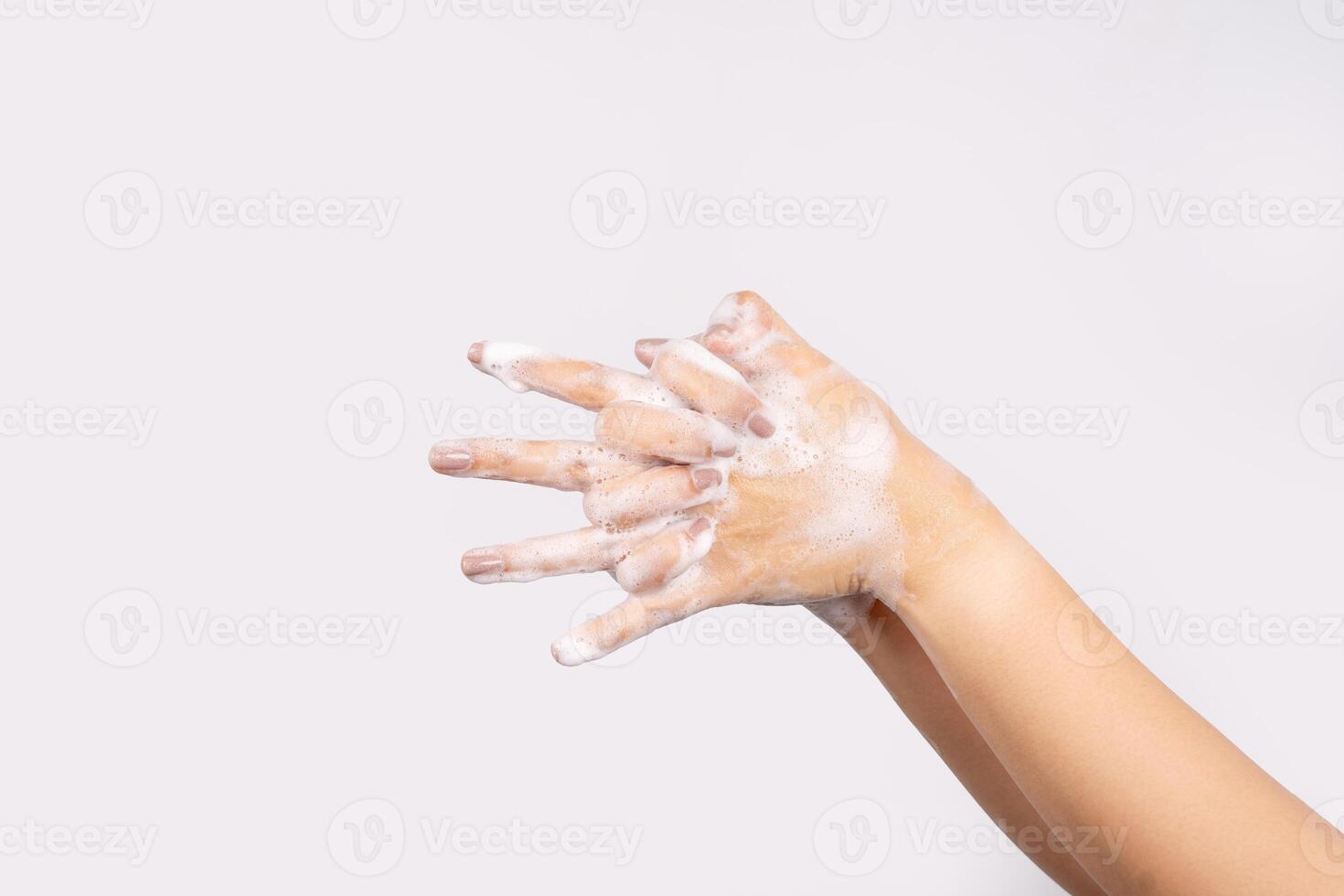 Hand washing isolated on white background photo