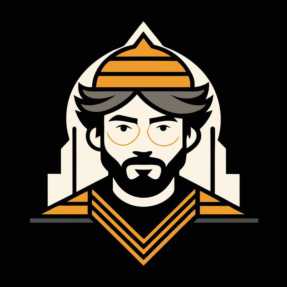A man with glasses and a beard in a hat vector