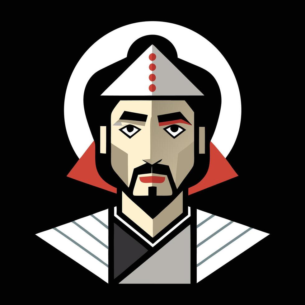 The icon of a man in a red hat and black shirt vector