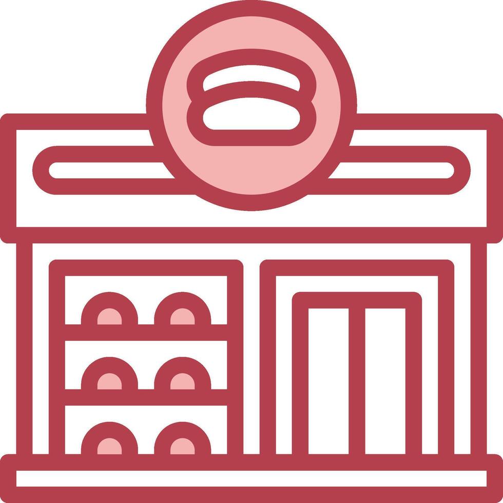 A red and white icon of a bakery vector