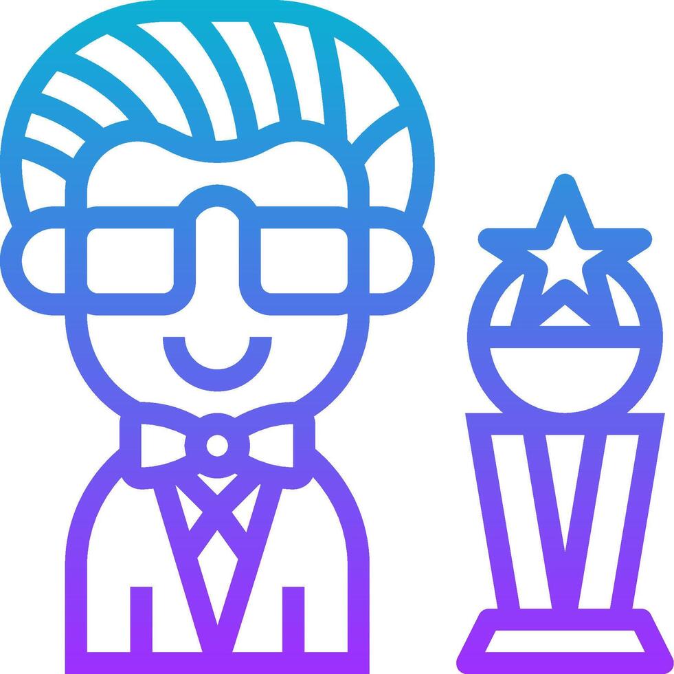 A man with glasses and a trophy next to a star vector