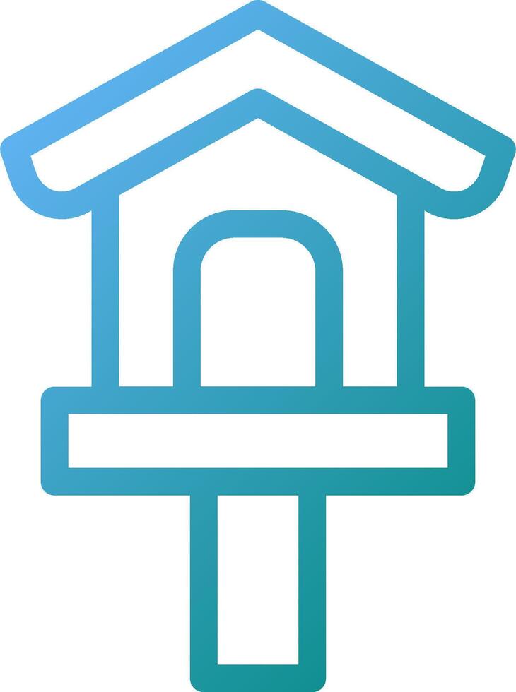 A birdhouse icon with a blue outline vector