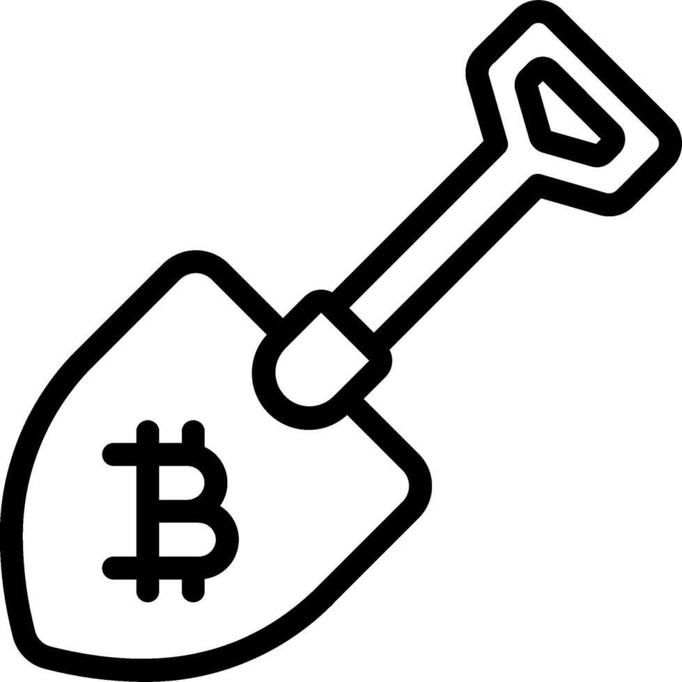 Bitcoin shovel icon vector