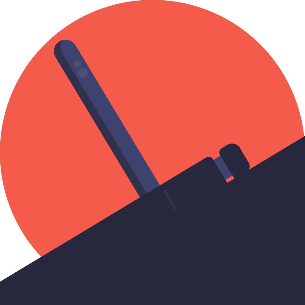 A flat illustration of a hammer on a red background vector