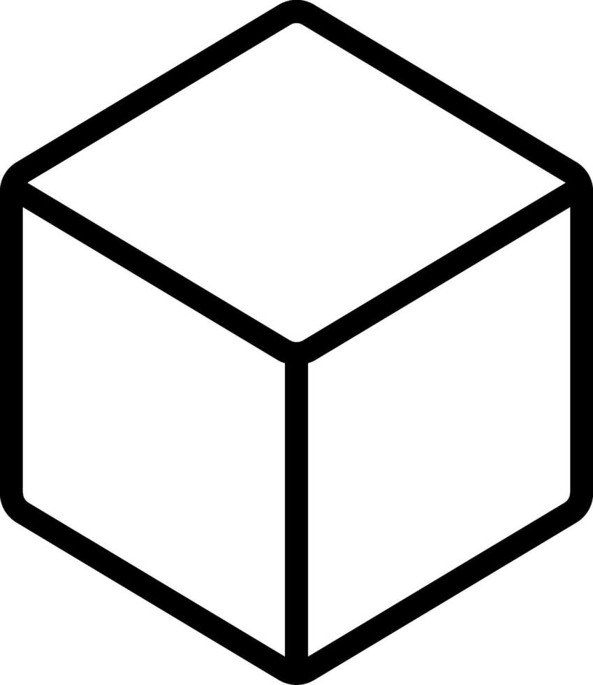 A black and white cube with a white outline vector