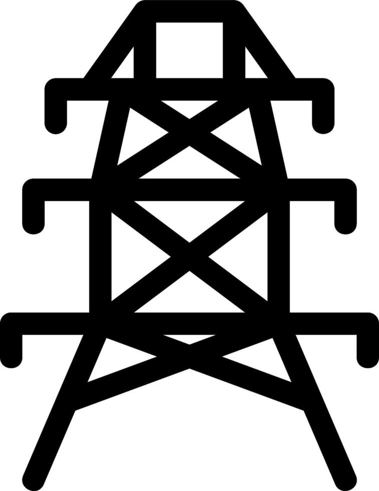 A black and white illustration of a high voltage tower vector