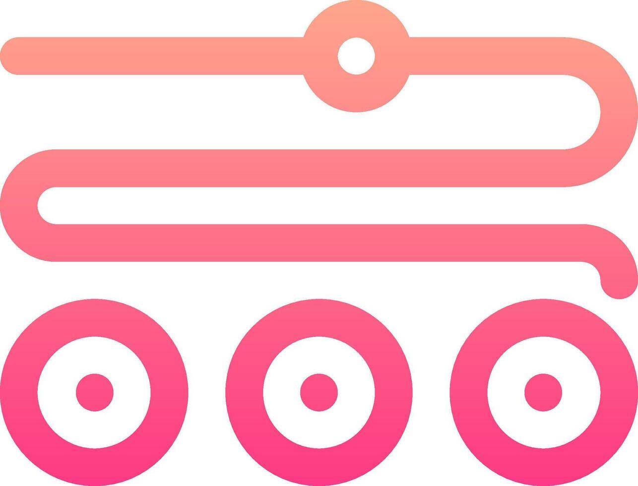 A pink and white logo with three circles vector