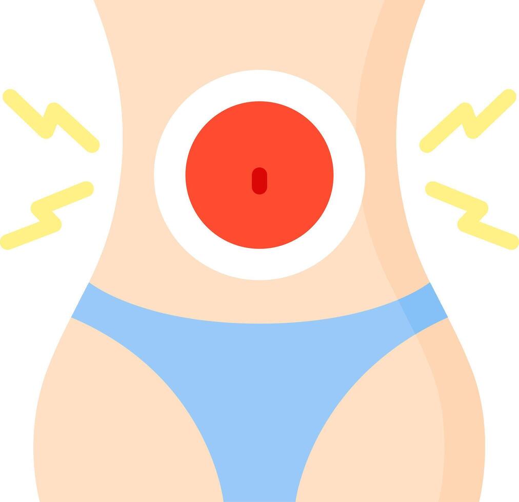 A woman's stomach with a red button on it vector