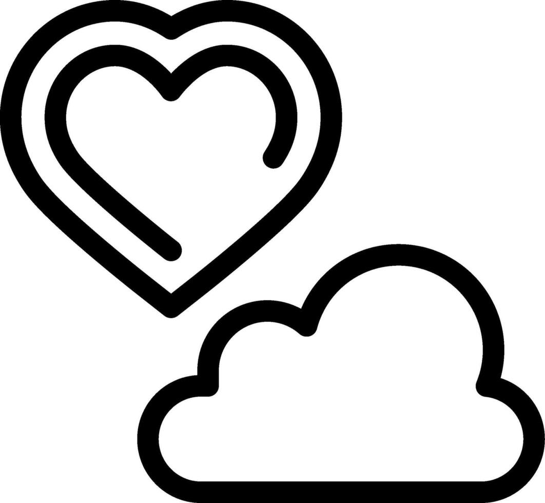A black and white cloud and heart icon vector