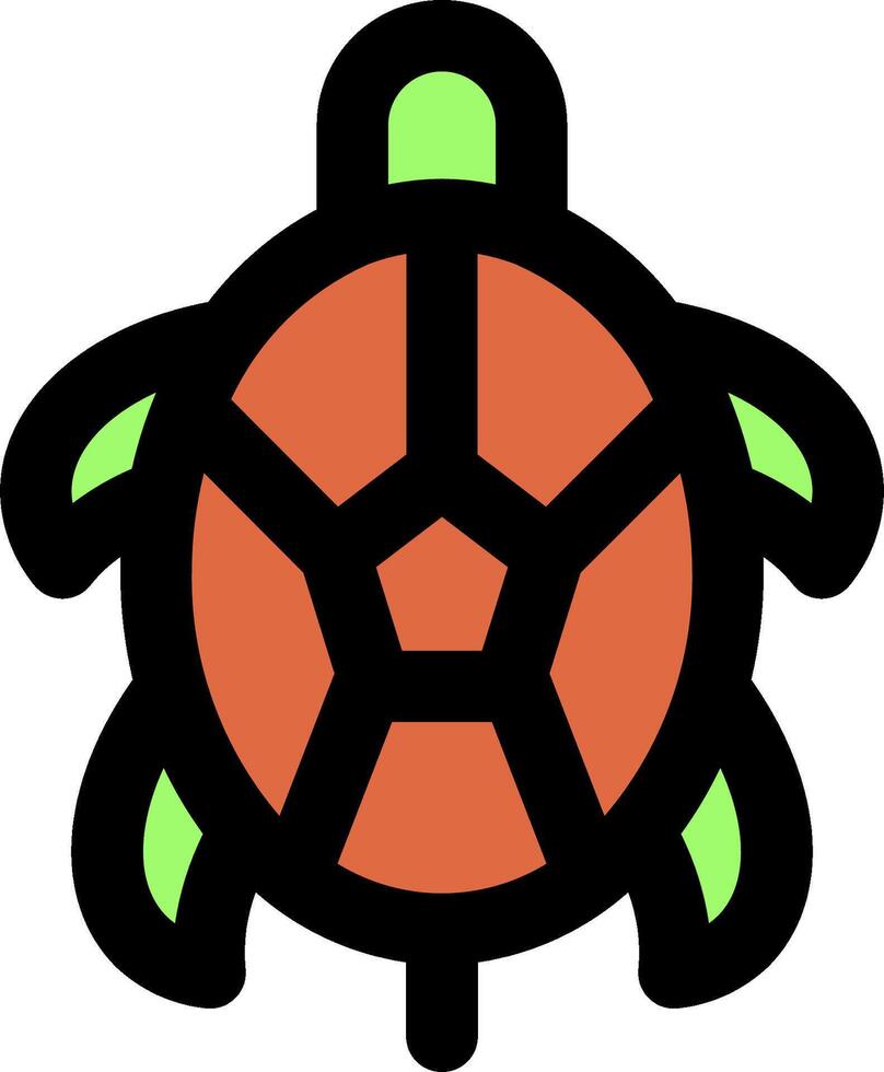 A turtle icon with a green and orange shell vector