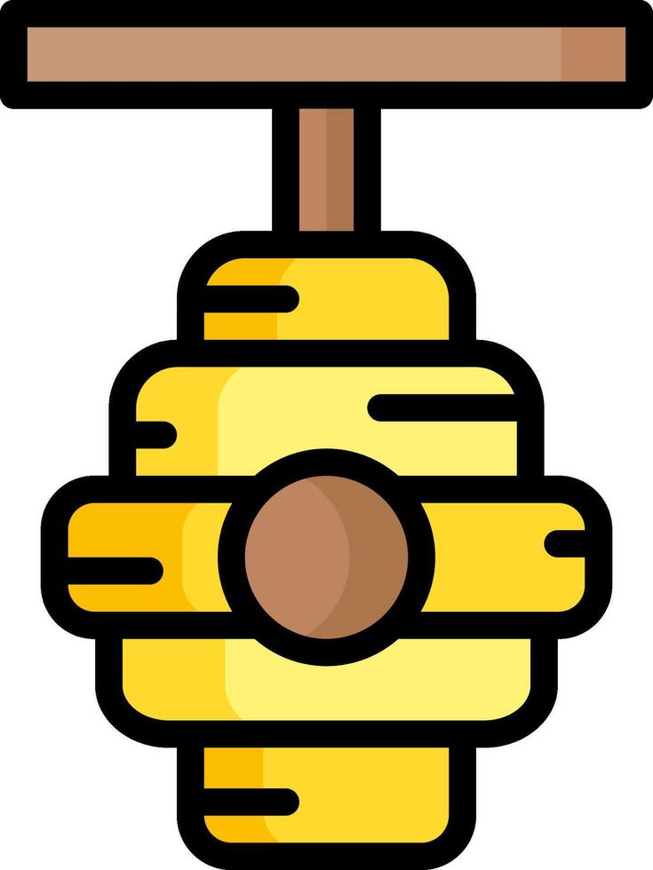 A yellow light bulb with a wooden handle vector