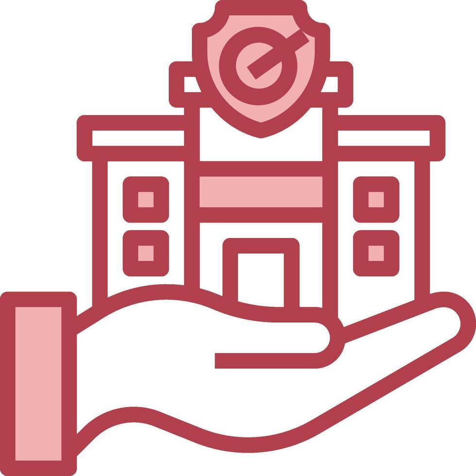 A hand holding a building icon vector