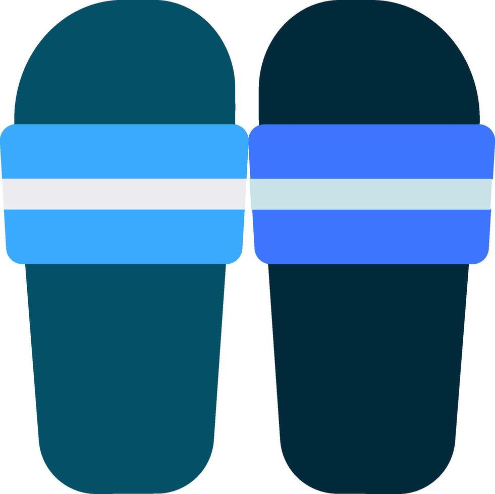 Two blue flip flops with blue stripes on them vector