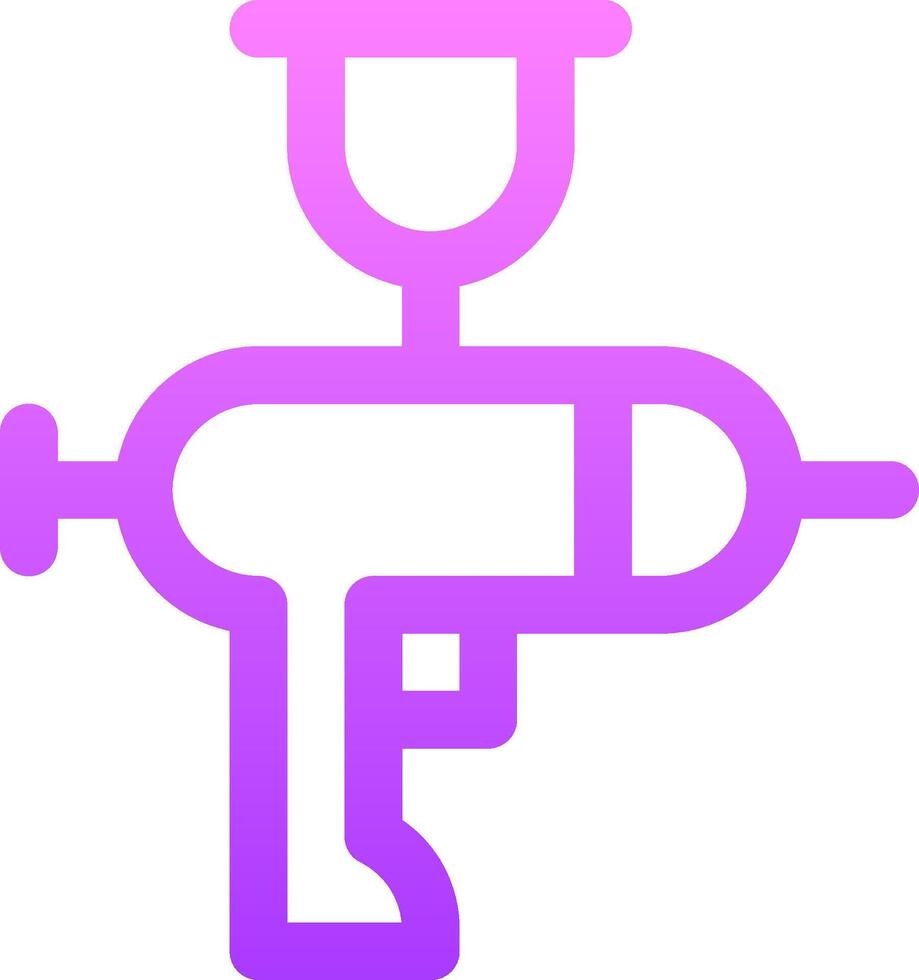 A purple and white icon of a gun vector