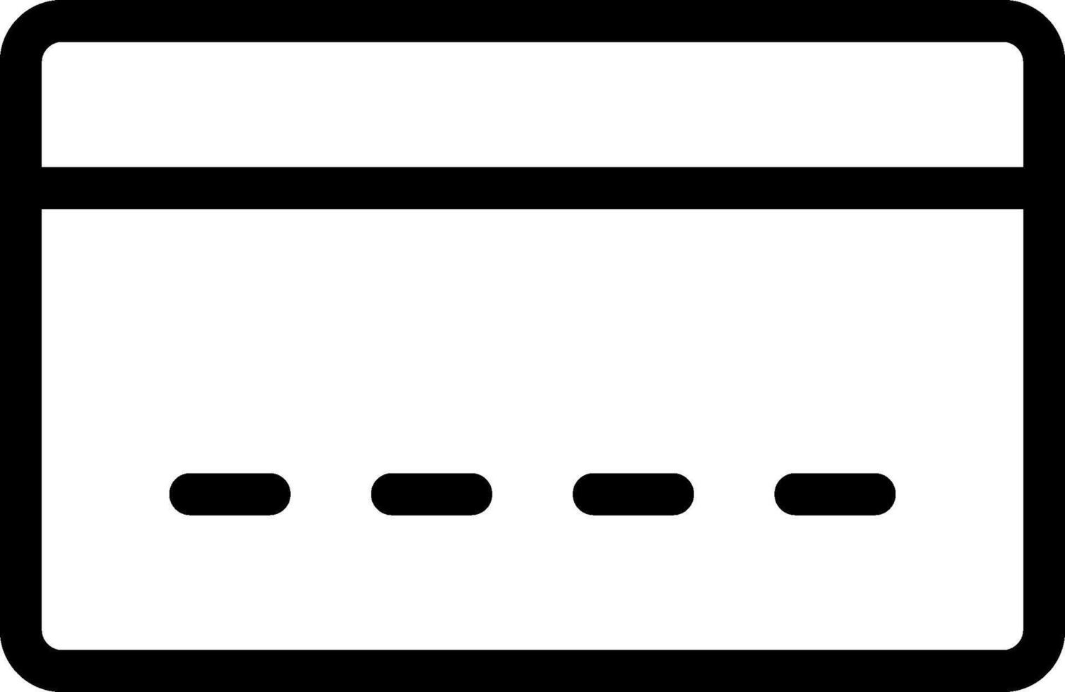 A black and white icon of a credit card vector