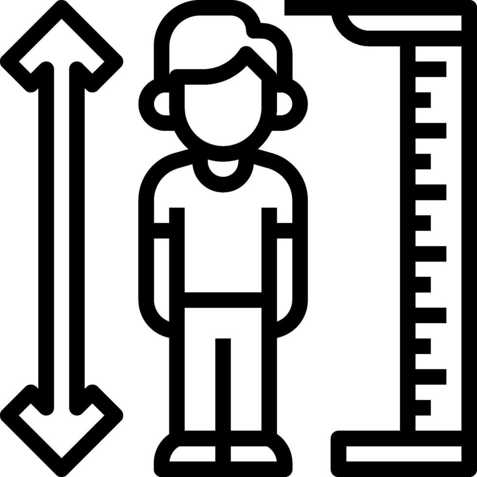 A man is standing next to a ruler and an arrow vector