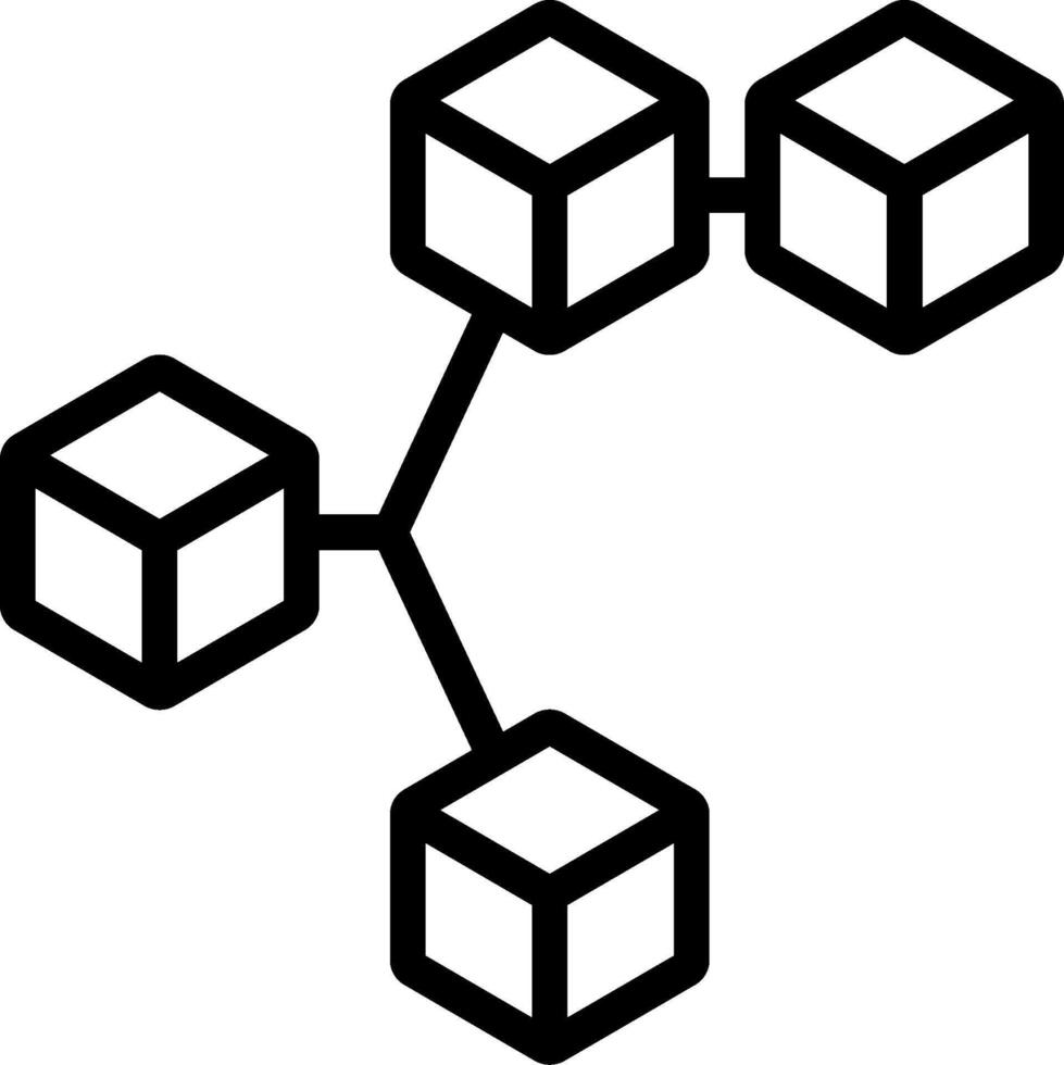 A black and white image of a cube network vector