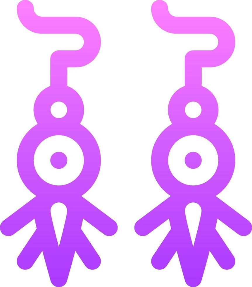 Two purple earrings with a question mark on them vector