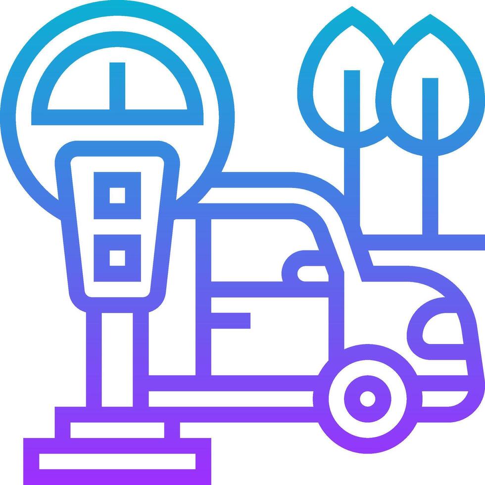 A car is parked next to a gas pump vector