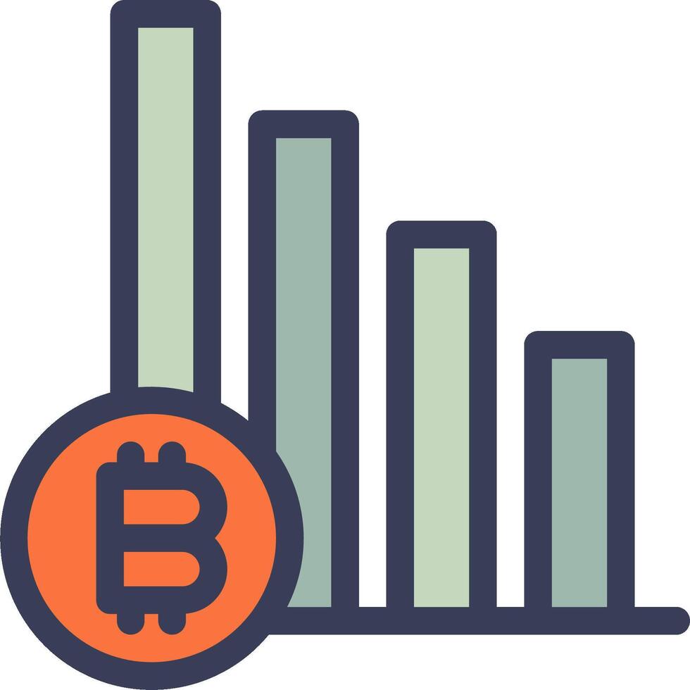 Bitcoin graph icon with bar chart vector