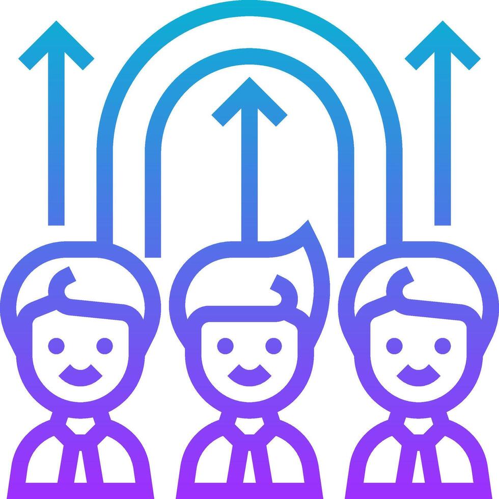 Three people with arrows pointing up and down vector
