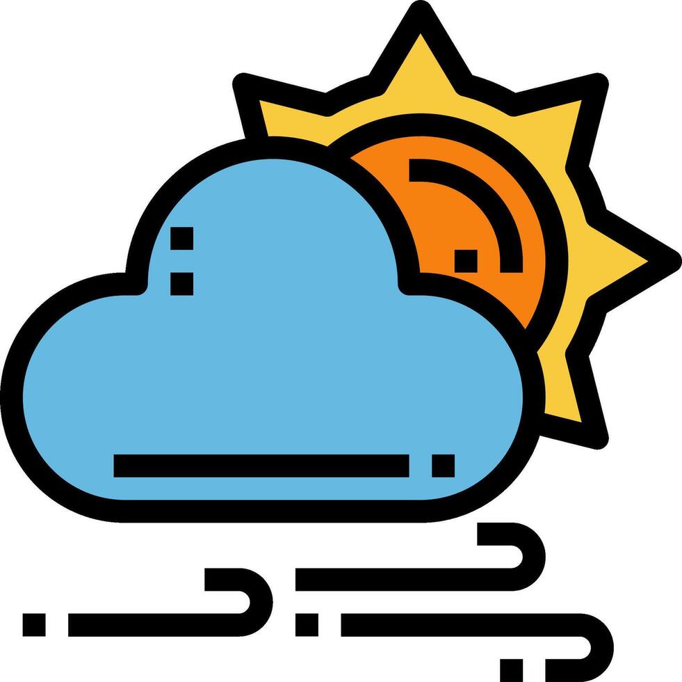 A cloud with a sun behind it vector