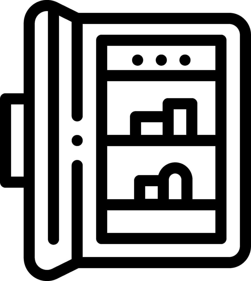 A black and white icon of a refrigerator vector