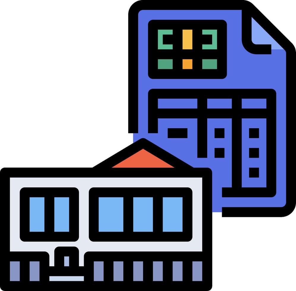 A building and a calculator icon vector
