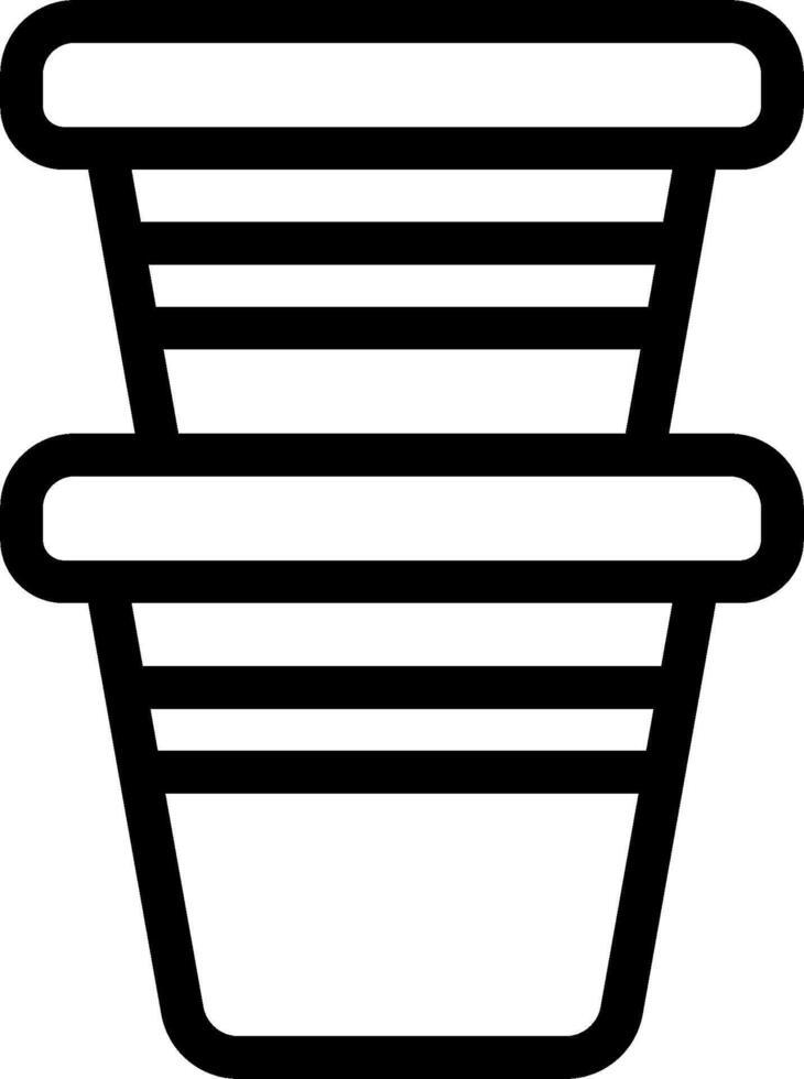 A black and white illustration of a stack of pots vector