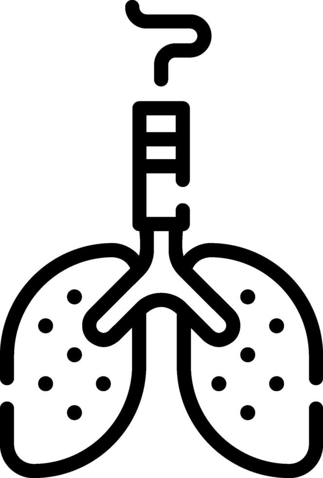 Lungs icon, black and white illustration vector