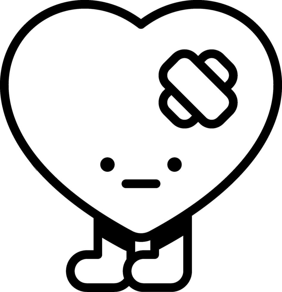 Heart with bandage coloring page vector
