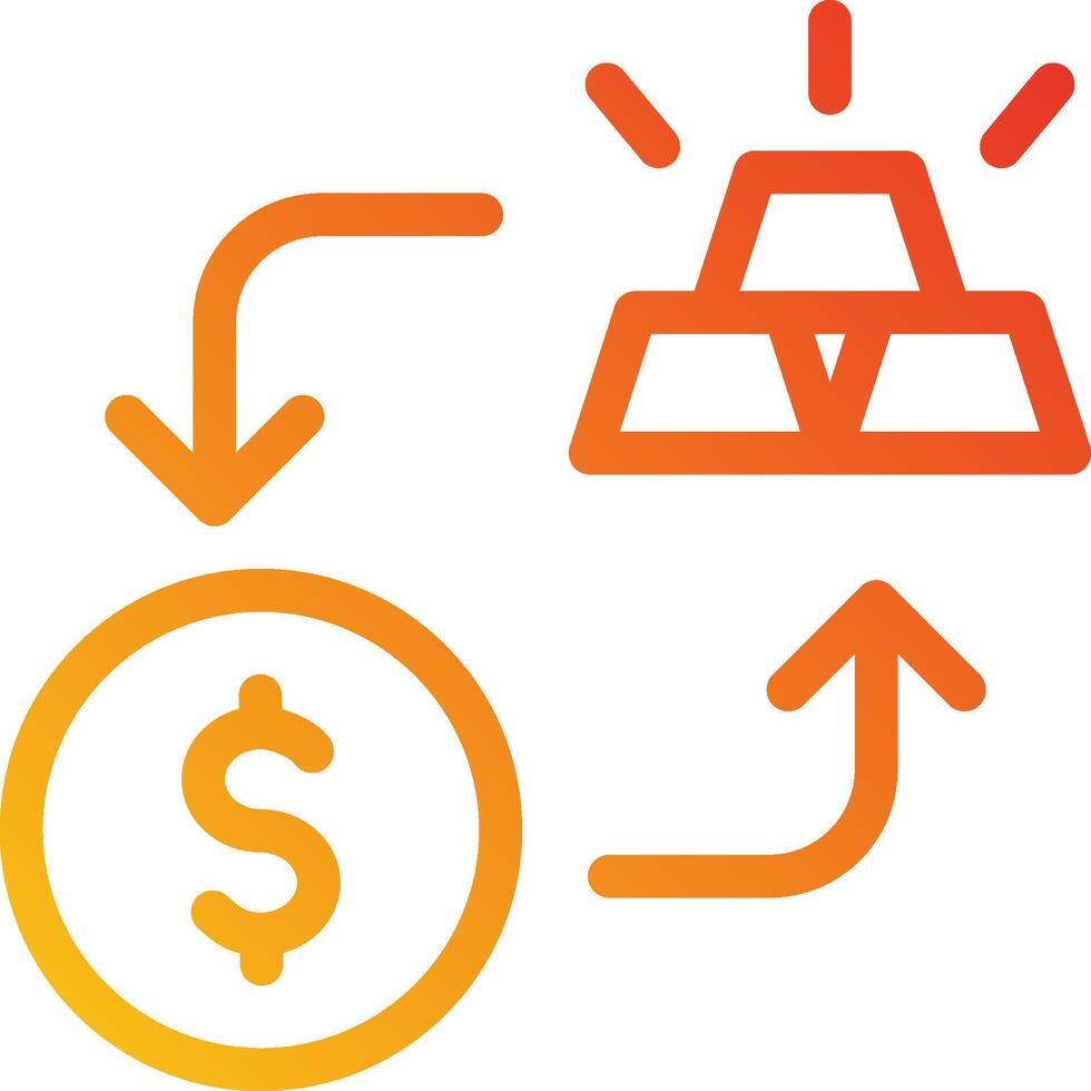 A dollar sign and a gold bar are connected to each other vector