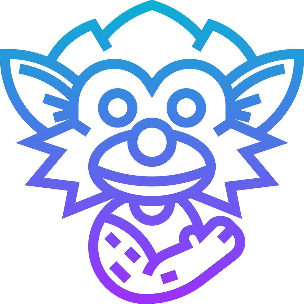 A cartoon monkey with a blue and purple outline vector