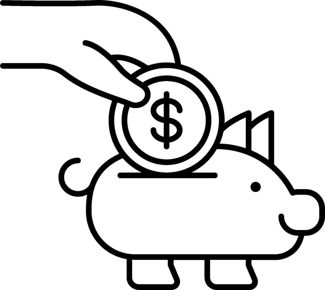 A hand putting money into a piggy bank vector