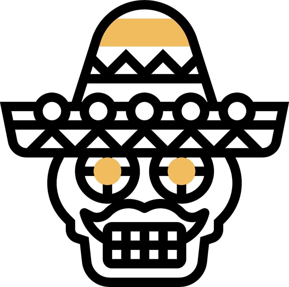 Mexican skull with hat vector