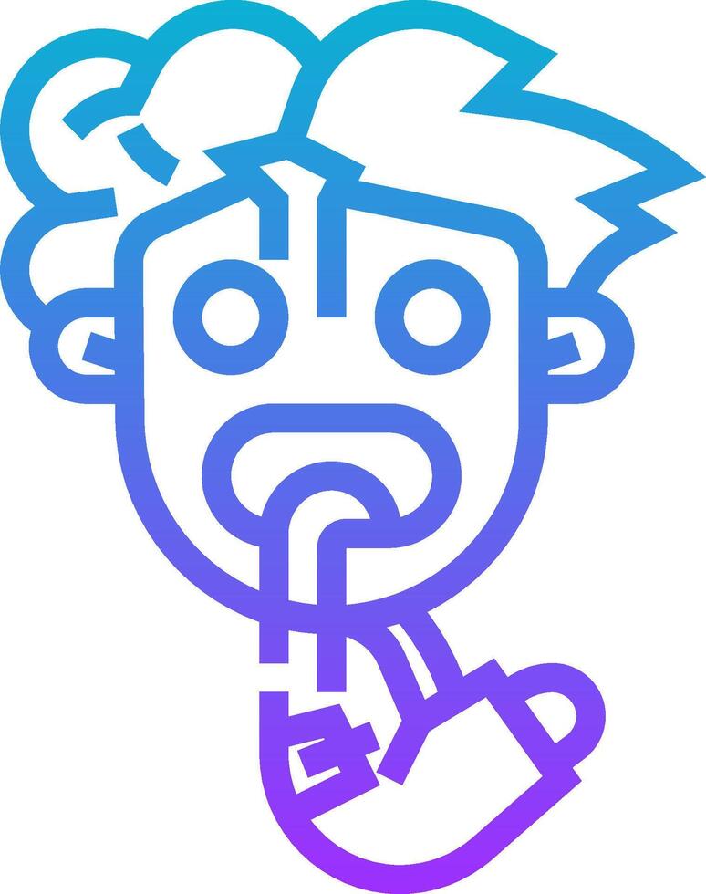 A blue and purple line icon of a man with a pipe vector