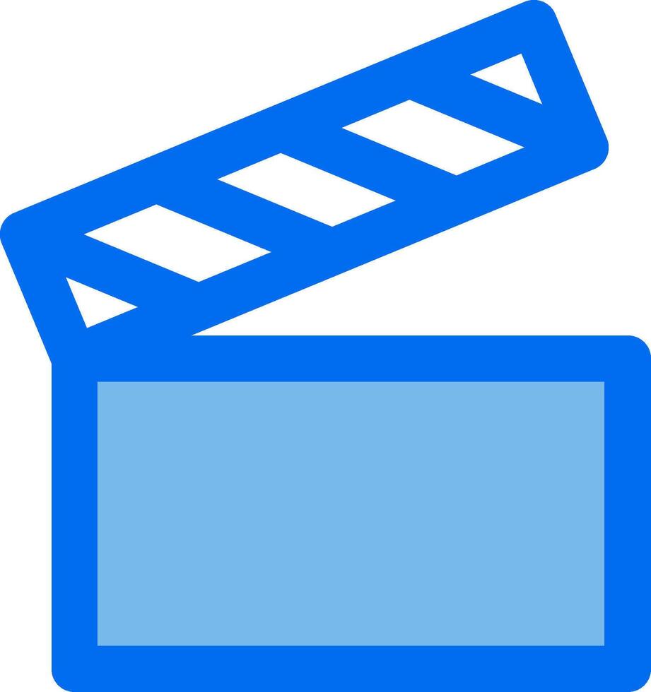 A blue clapper board icon on a white background vector