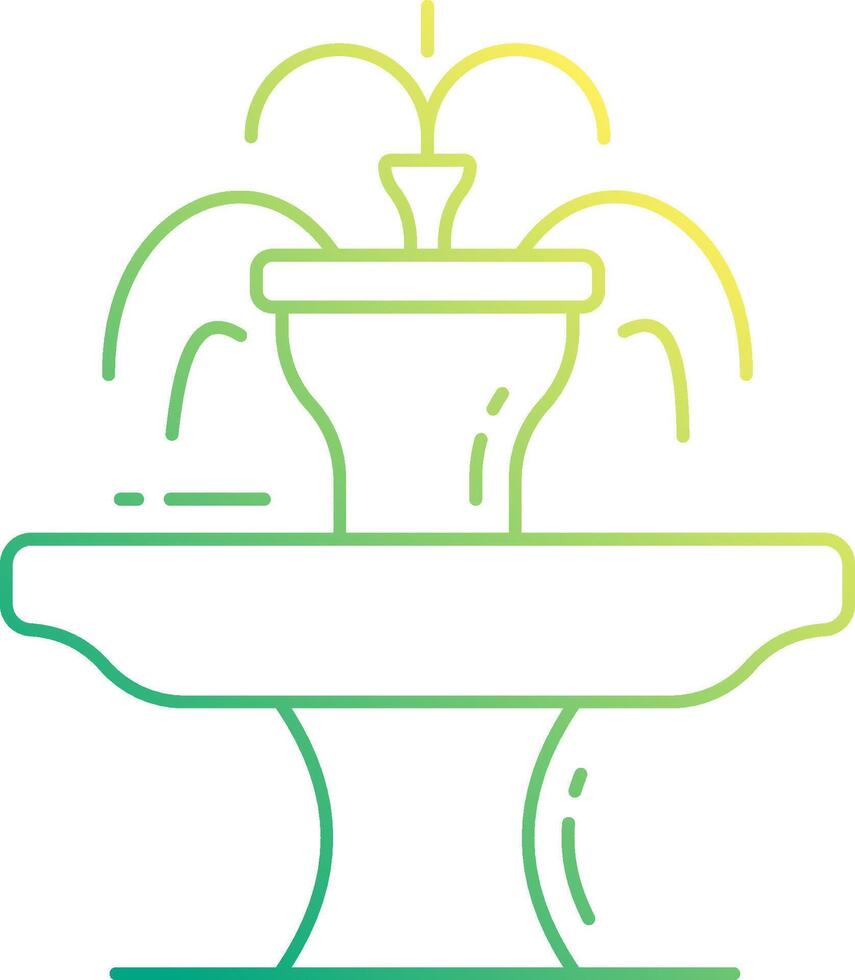 A green and yellow line drawing of a fountain vector