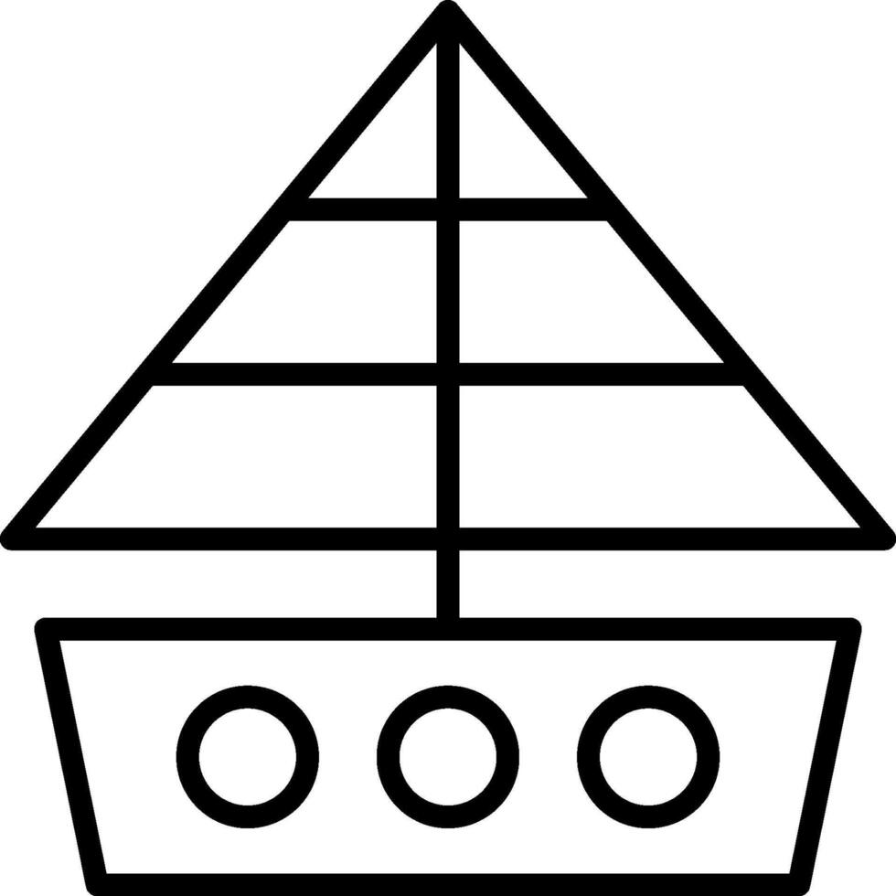 A black and white line drawing of a boat vector