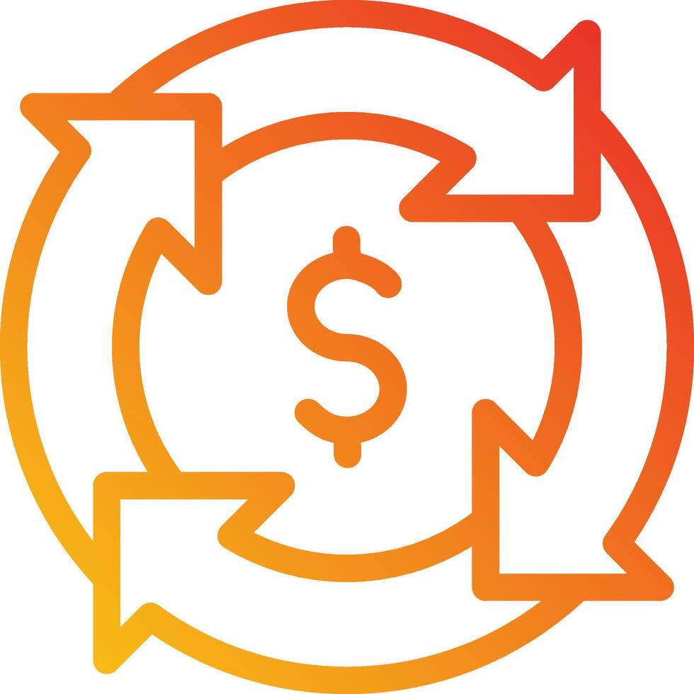 A circle with arrows pointing to a dollar sign vector