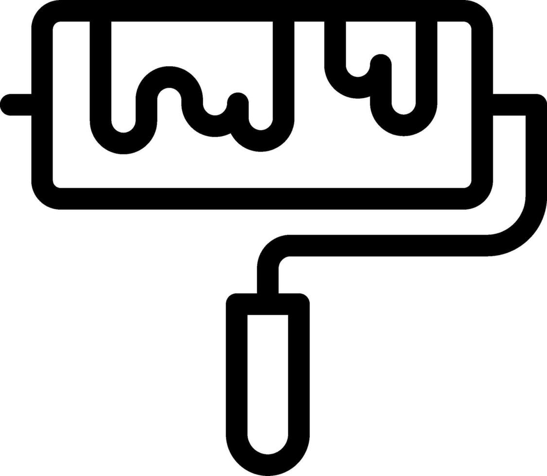 A black and white icon of a paint roller vector