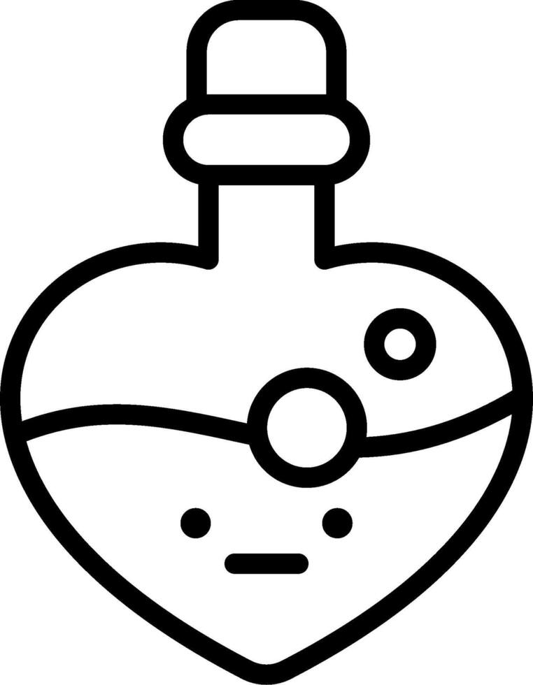 A black and white drawing of a heart shaped bottle vector